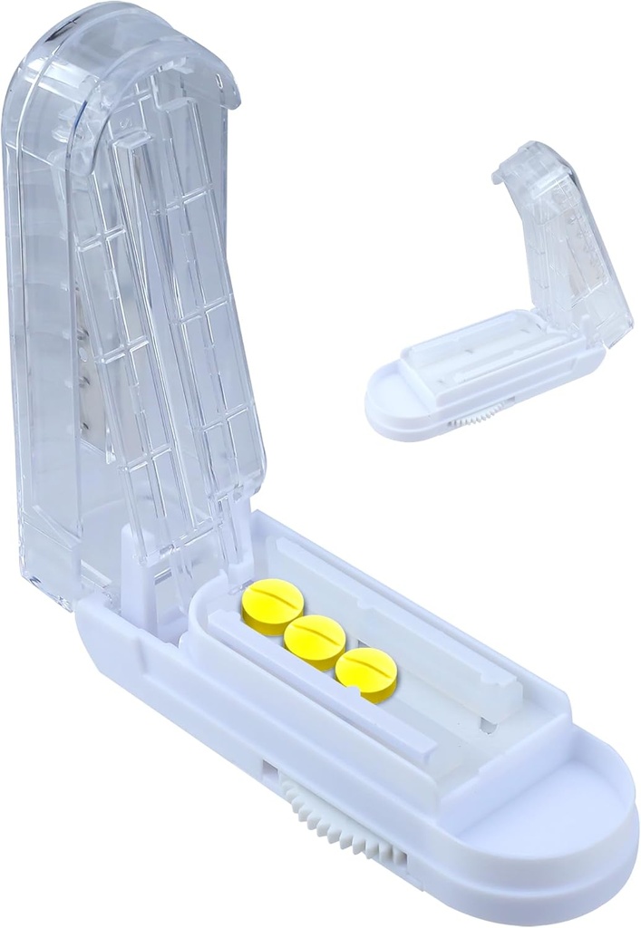 Justerbar Pill Cutter Splitter för små och små piller, större piller, Pill Splitter med Centering Device Cutter Multiple Pills en tid, Tablet Cutter med dold Sharp Blade