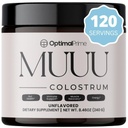 Optimal Prime - MUU Bovine Colostrum Supplement och Superfood Powder för Gut Health, Bloating, Immune Support, Hår, Hud och Nails Unflavored, 120 portioner