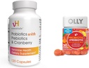 vH väsentliga Probiotika med prebiotika och Cranberry Feminine Health Capsules Bundle med OLLY Probiotic + Prebiotic Gummy Digestive och Gut Health Chewable Supplement