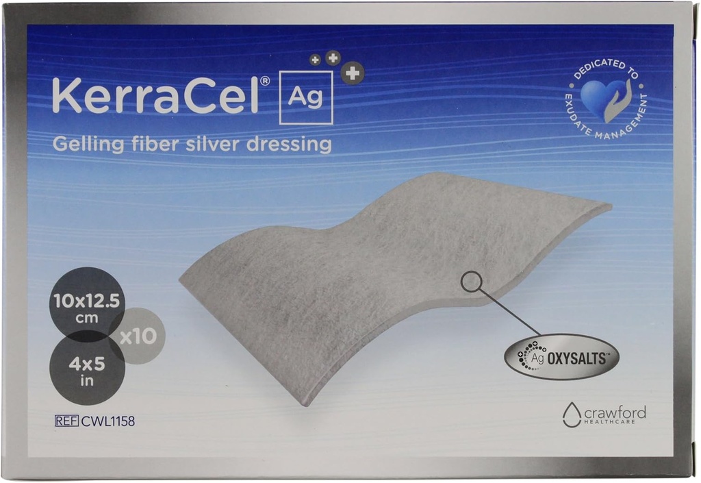 Ag 4 "x 5" Gelling Fiber Silver Skulle Klänning (CWL1158) - Absorber och Isolates Sår Drainage och Kills Bacteria, Micro-Contours till Sår Säng, Upprätthåller Hälsosamma Fuktnivåer (Box av 10)