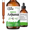 Wild & Organic Arjuna Bark Tincture - Totalt välbefinnande tillägg - Alkoholfri flytande droppar - Terminalia Arjuna Bark Extract - No Sugar & Additives, Non-GMO - 4 fl oz