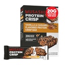 MUSASHI Protein Crisp Bar, 20g Protein, 4g Total Sugars, Vanilla & Caramel, Post Workout och Snack On The Go, 12 Pack av 2.1oz (60g) Bars