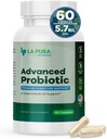 LaPura Advanced Probiotic - Premium Digestive Support för Gut & Immune Health, 60 Capsules - 5,75 miljarder CFU Probiotics Inklusive DE111 Strain (Bacillus subtilis) - Non-GMO, Gluten-Free, Made in USA