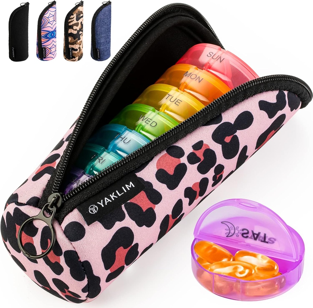Yaklim Pill Organizer 1 Gång per dag, Ultralight Travel Pill Box, Weekly Pill Containers 7 Dag med Portable Vitamin Fish Oils Supplement