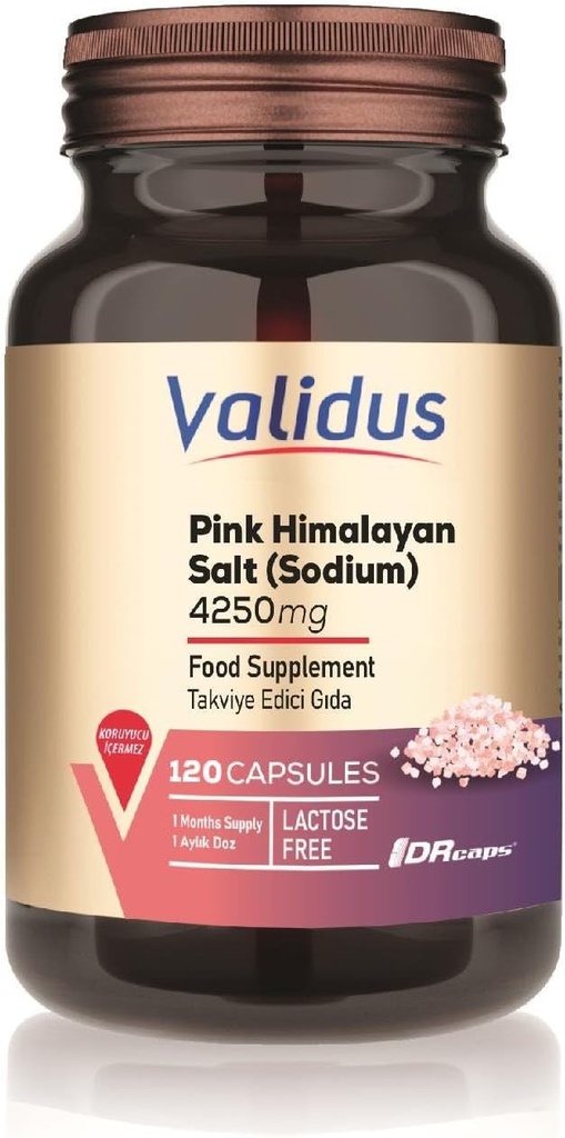 Validus Pink Himalayan Salt Sodyum 200 mg 120 kapslar (Drcaps)