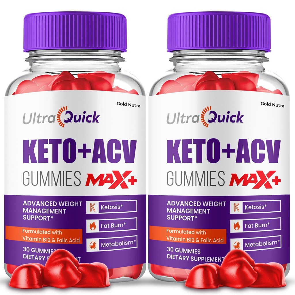 (2 Pack) UltraQuick Max + ACV Gummies, högre styrka, officiell Ultra Quick Max + Gummies, 2X Stronger Apple Cider Vinegar Gummy, 2 månaders leverans