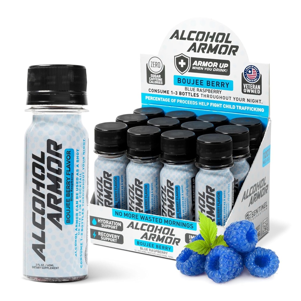Boujee Berry Elixir - Hydration Support, Vitaminer och Electrolytes, Vitamin B12, Milk Thistle - 12 Pack