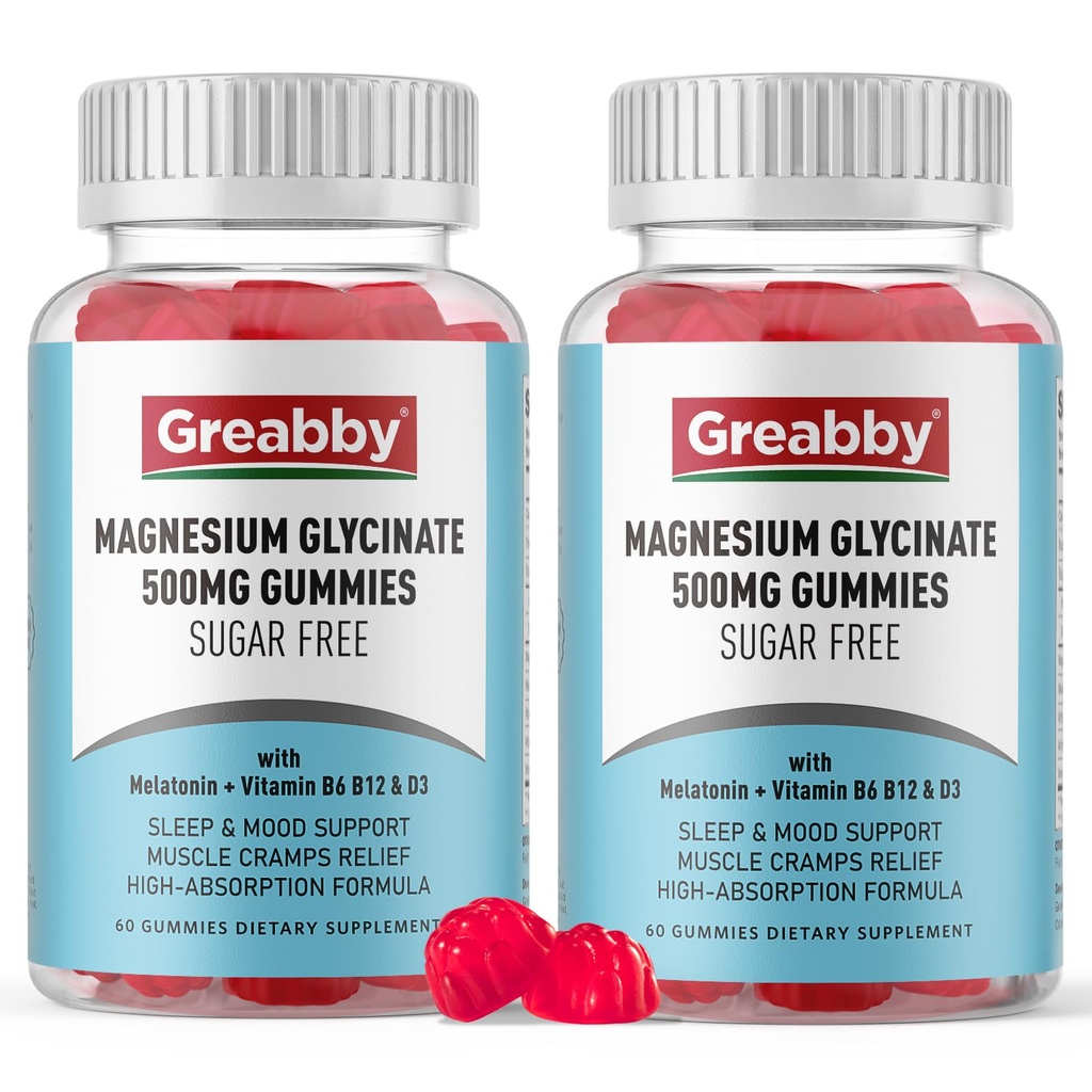 Magnesium Glycinate Gummies 500mg för vuxna Sleep Support, Chewable Magnesium Gummies för kvinnor och män, Muscle Relief & Magnesium Supply (120 Gummies)