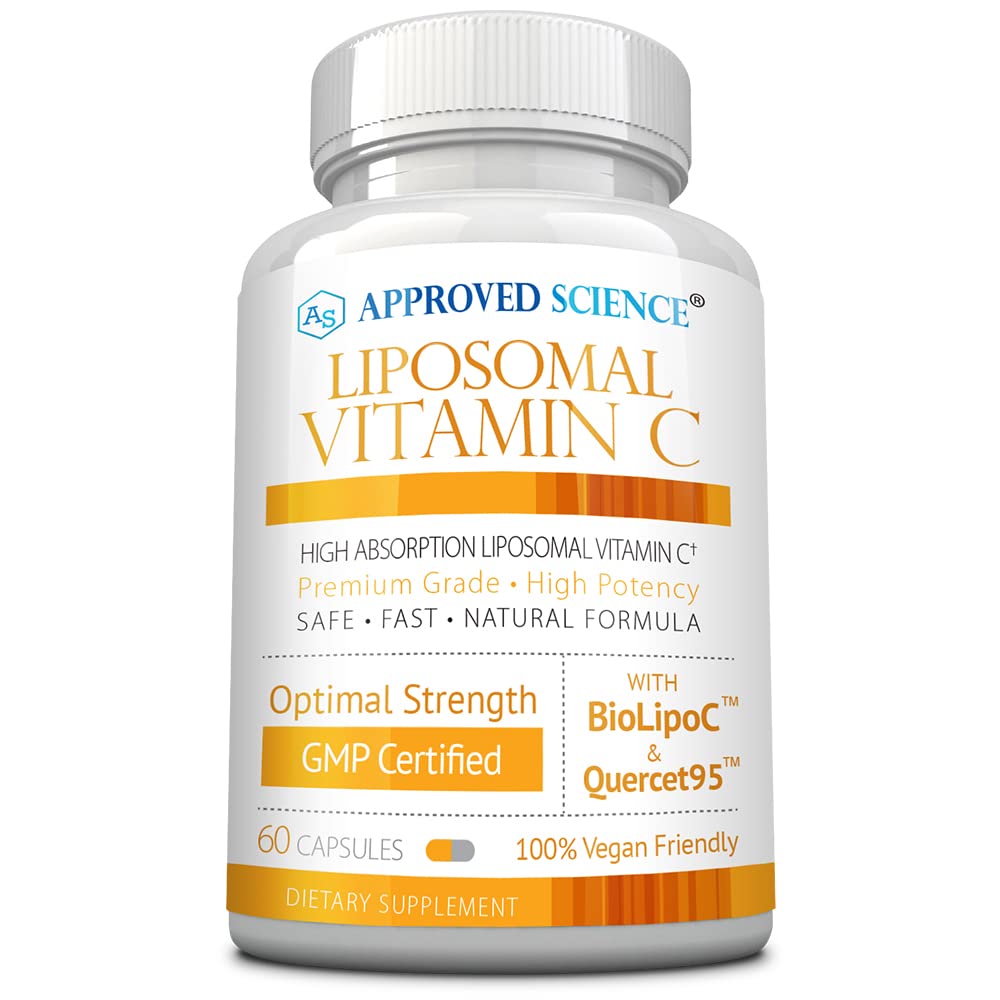 Godkänd vetenskap Liposomal Vitamin C - 1100 mg - 60 kapslar - Immun Support, Boost Collagen, Antioxidant - Hög Absorption - Fat Soluble - Non GMO - Vegan - Tillverkad i USA