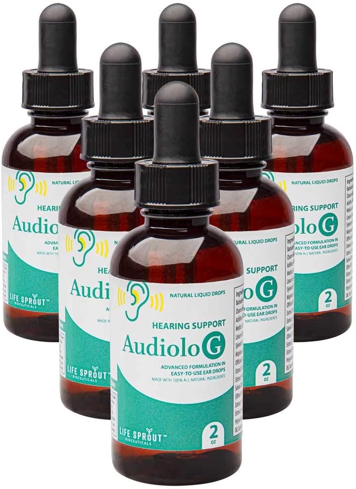 Audiolo-g naturliga örondroppar - ny omvänd hörselnedsättning Formel - Homeopatisk blandning av organiska extrakt och väsentlig olja för seniorer, vuxna och barn