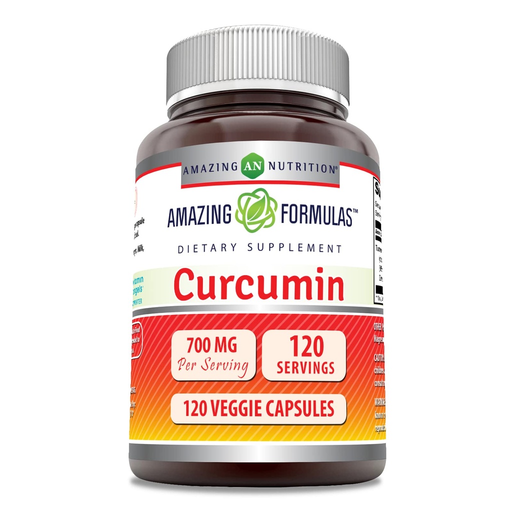 Fantastiska formler Curcumin Supplement | 700 Mg | 120 Veggie Capsules | Turmeric Root Extract | Non-GMO | Gluten Free | Made in USA