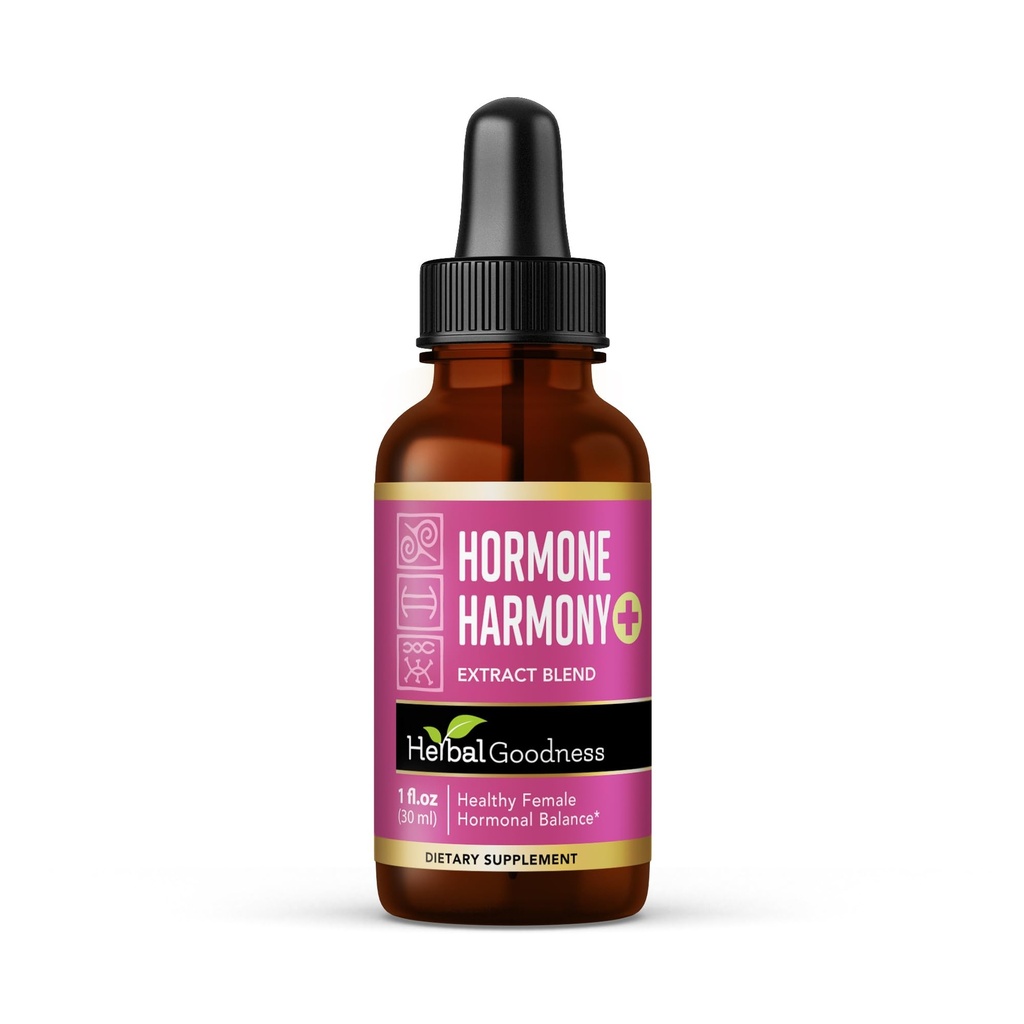 Herbal Goodness Hormone Harmony 1oz - Organic Hormone Balance Supplement för kvinnor, berikad med probiotika, Menopause Relief, fertilitetsstöd, PMS & Laktationshjälp