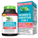 Zenwise Health 3-i-1 Womens Probiotic Supplement för Digestive, Gut Flora & Vaginal Hälsa - Daglig Probiotika & Prebiotika för kvinnor med Digestive Enzymes Stöder Bloating & Gas Relief - 60 Count