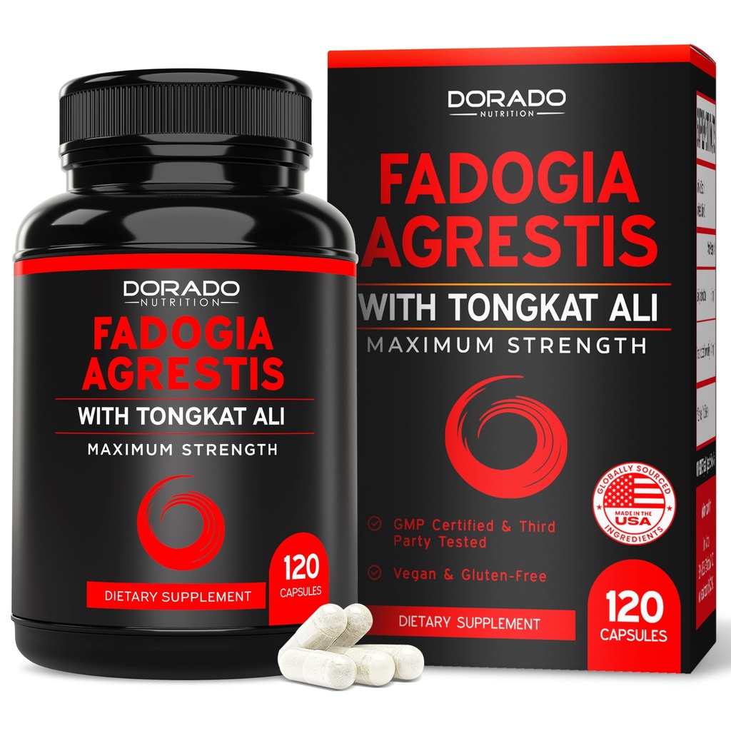 Fadogia Agrestis och Tongkat Ali Supplement Performance Blend - (120 kapslar) - Maximal styrka - Drive, Athletic Performance & Muscle Mass - Gluten Free, Non-GMO, Vegan Capsules - USA Made