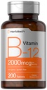 Horbäach B12 Vitamin 2000 mcg | 200 tabletter | Vegetarisk tillskott | Non-GMO & Gluten Free