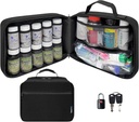 Stor Padded Pill Bottle Organizer, Medicine Bag, Fall, Transportör för Mediciner, Vitaminer och Medicinska Supplies - Travel Medicine Organizer och Home Storage Med Bag - Svart (med TSA Lock)