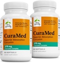 Terry Naturligt CuraMed 375mg - Antioxidant Supplement för hjärn- och immunhälsostöd - Kosttillskott med Curcumin & Turmeric Essential Oil - Herbal Liver Support - 60 Softgels (Pack of 2)