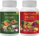 Frukt och Vegi kapslar 100% naturlig superfood naturlig energinivå för män och kvinnor, uppsättning av 2, 180 räkna-90 & frukt 90 grönsaker