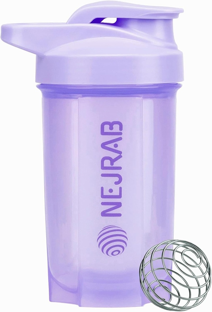 Protein Shaker Bottle - Perfekt för kaffe, proteinpulver - 16 Oz - för gym med Mixer boll - Shaker Cups för Protein Shakes (Purpel)