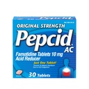 Pepcid AC Original Strength Heartburn Relief Tablets, OTC Medicine Prevents & Relieves Heartburn & Acid Reflux På grund av syra Indigestion, 10mg Famotidine Acid Reducer, Fast-Acting, 30 ct