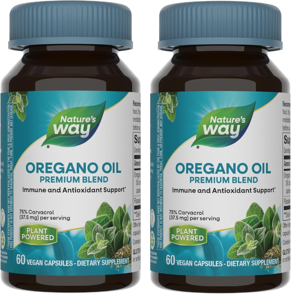 Naturens Way Oregano Oil - Immune Support Supplement* - 75-85% Carvacrol - Gluten Free - 60 Vegan Capsules (2 Pack)