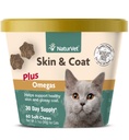 NaturVet - Hud & Coat Plus Omegas för katter - 60 mjuka chews | Stöder hälsosam hud & glansig päls | Förbättrad med Omega-3, Omega-6 & Biotin | 30 dagars leverans