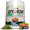 EHP Labs OxyGreens Super Greens Powder - Daily Greens & Superfood Supplement med Spirulina, Chlorella, Prebiotika, Digestive Enzymes, Antioxidanter - 30 portioner (Forest Berries)