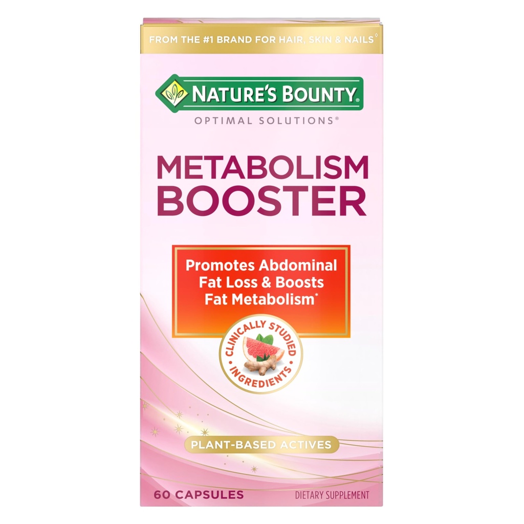 Naturens Bounty Optimal Solutions Metabolism Booster Supplement, ökar fettmetabolism, främjar bukfettförlust, med Citrus Extracts och Black Ginger, 60 kapslar