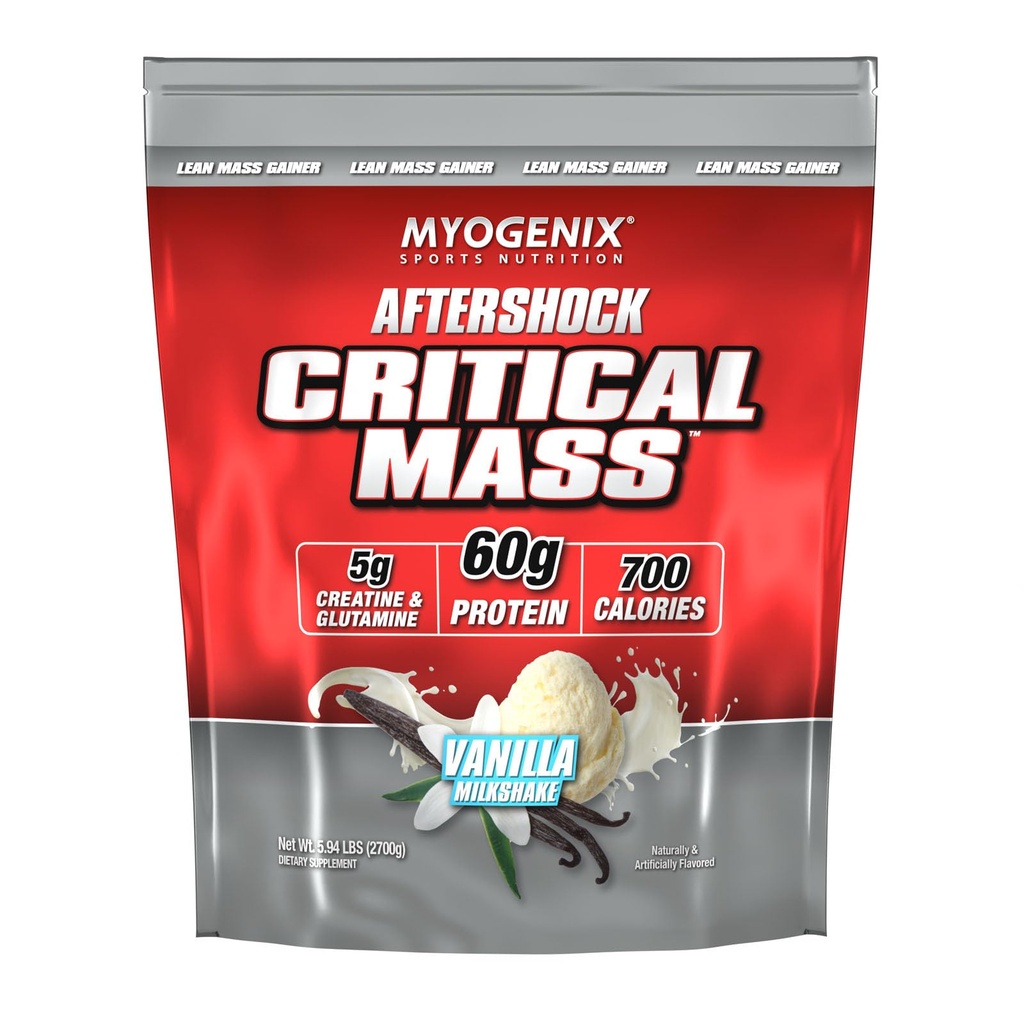 Myogenix Critical Mass Gainer - Muscle Mass Weight Gain Supplement, Zero Lactose Whey Protein Powder - Anabolic Whey Protein - Vanilla (5 lbs)