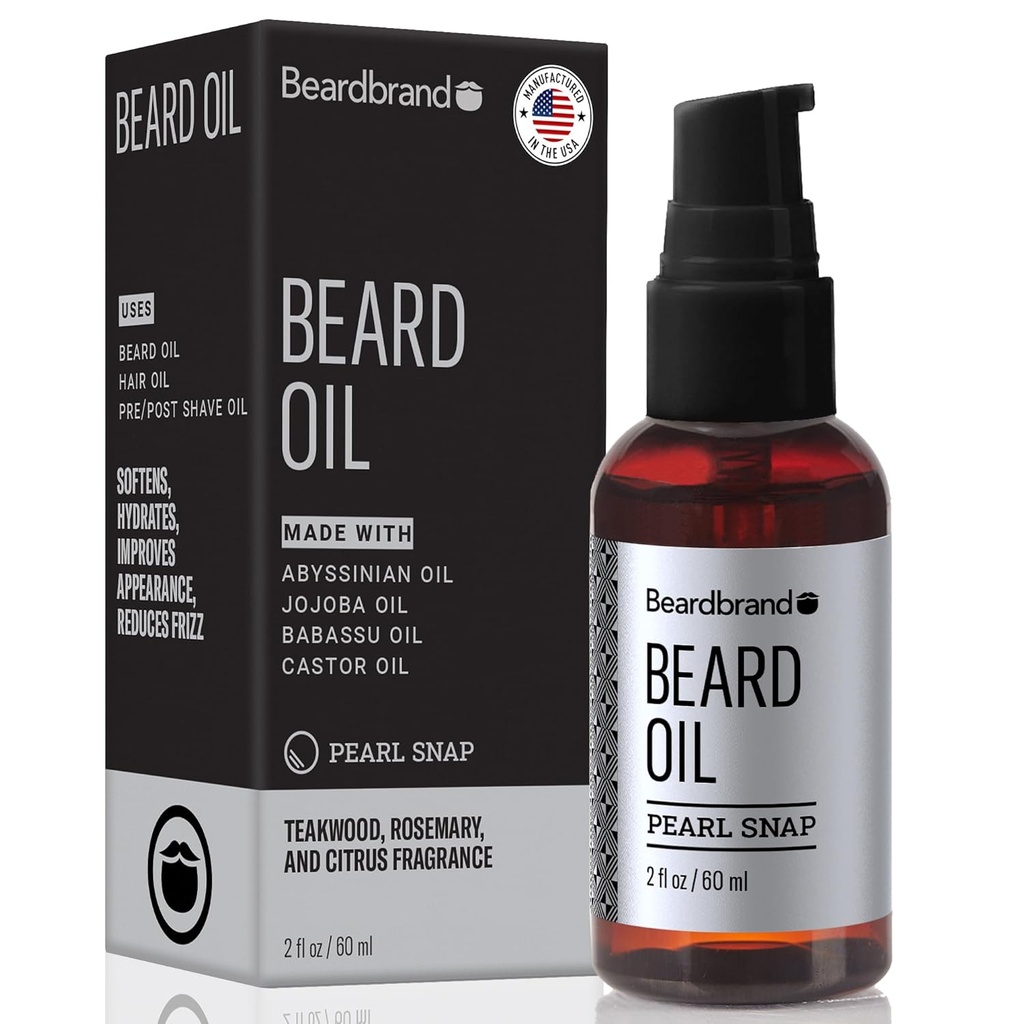 Beardbrand Beard Oil för Män med Jojoba & Vitamin E - Mjuknar Stubble, Villkor Hud & Främjar Skägg Tillväxt | Teakwood, Rosemary, & Citrus Scent | 2 fl oz