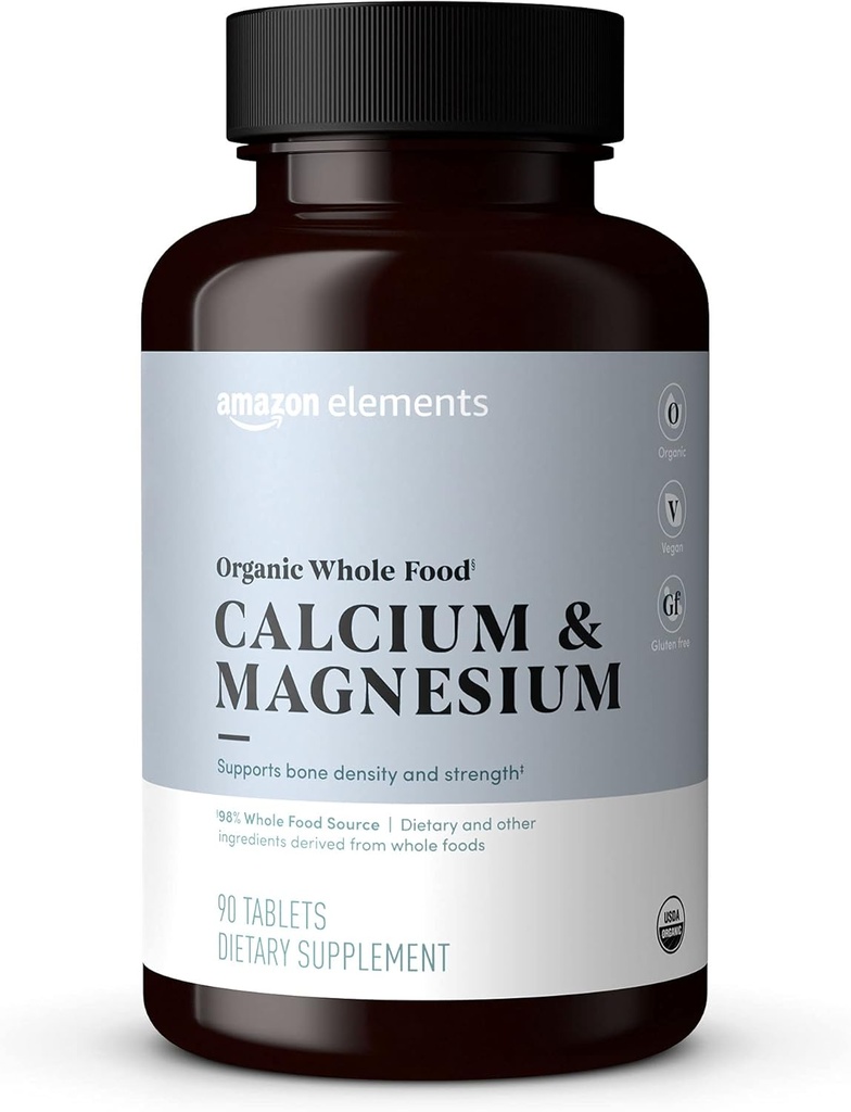 Element - Organic Whole Food Calcium & Magnesium, Vegan, Gluten Free, 90 tabletter
