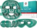 Medi Grade Cooling Ice Face Mask och Cooling Eye Mask för Puffy Eyes & Migraine Relief - Self Care Face Ice Pack med ChillGel Face Ice Mask Technology - Cooling Face Mask, Eye Pads och Bag