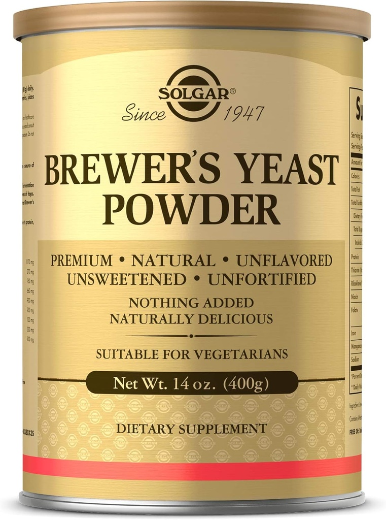 Solgar Brewer's Yeast Powder, 14 oz - Rich Source of Amino Acids, B-Complex Vitamins, Minerals, & Protein - Naturlig, Osmakad, Osötad - Dairy Free, Vegetarian - 13 Servings (Packaging kan variera)