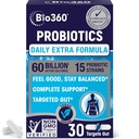 Extra styrka probiotikum för Digestive Health och Immune Support, 60 miljarder CFU & 15 Strains, Gut Health Probiotics for Men and Women Supports Occasional Constipation, Diarrhea, Gas & Bloating, 30CT