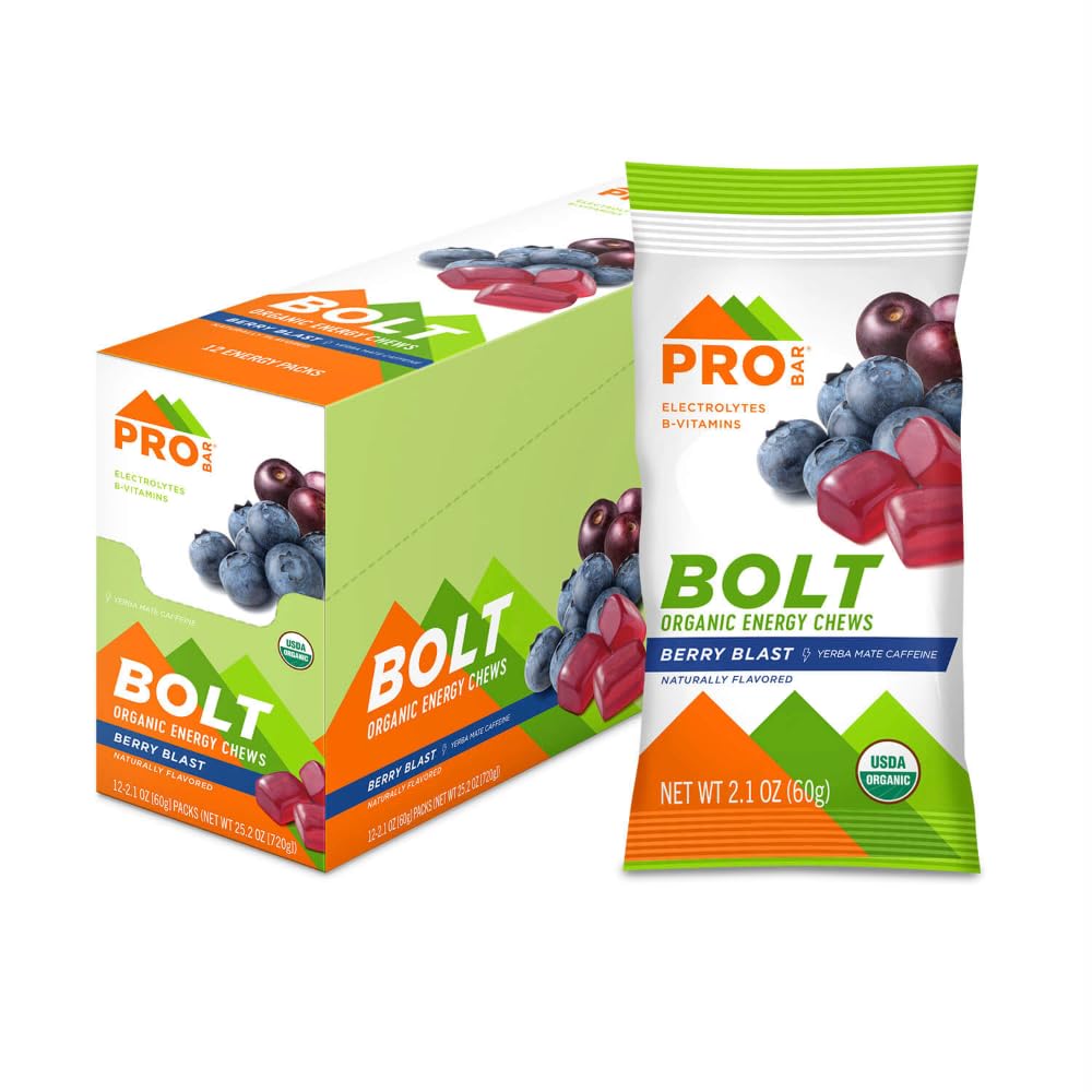 PROBAR - Bolt Organic Energy Chews, Berry Blast, Non-GMO, Gluten-Free, USDA Certified Organic, Healthy, Natural Energy, Fast Fuel Gummies med vitamin B & C (12 Count)