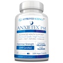 Godkänd Science Anxietex Night - Ease Worry och Discontent, Sleep Well - Valerian, Passion Flower, Chamomile - 30 kapslar - Vegan Supplement - Tillverkad i USA
