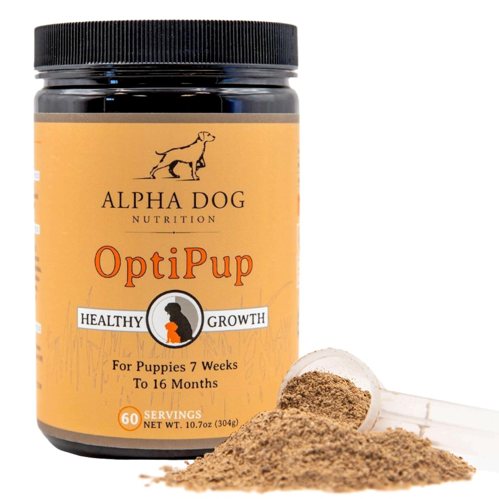 Alpha Dog Nutrition OptiPup All-in-1 Puppy Multivitamin innehåller 31 Superfoods inklusive probiotika och prebiotika för Digestive Support, Skin & Immune Health och Optimum Growth (60 portioner)