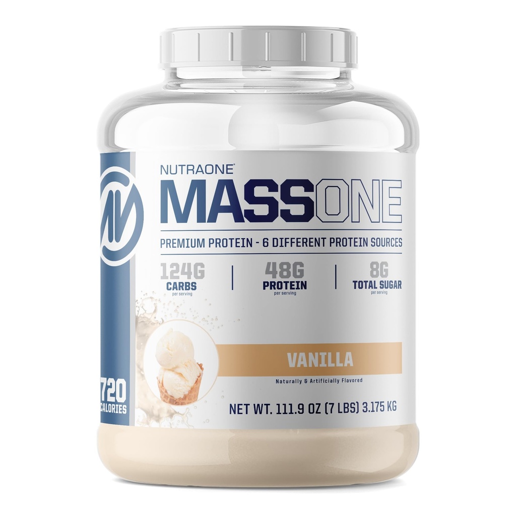 NutraOne Massone Massone Mass Gainer Protein Powder Gain Mass Protein Meal Replacement (Vanilla - 7 lbs.)