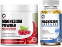 Magnesium Glycinate 400mg Softgels & 680mg Magnesium Glycinate Komplexpulver för lugn, natt och muskelstöd - Vegan, ingen GMO