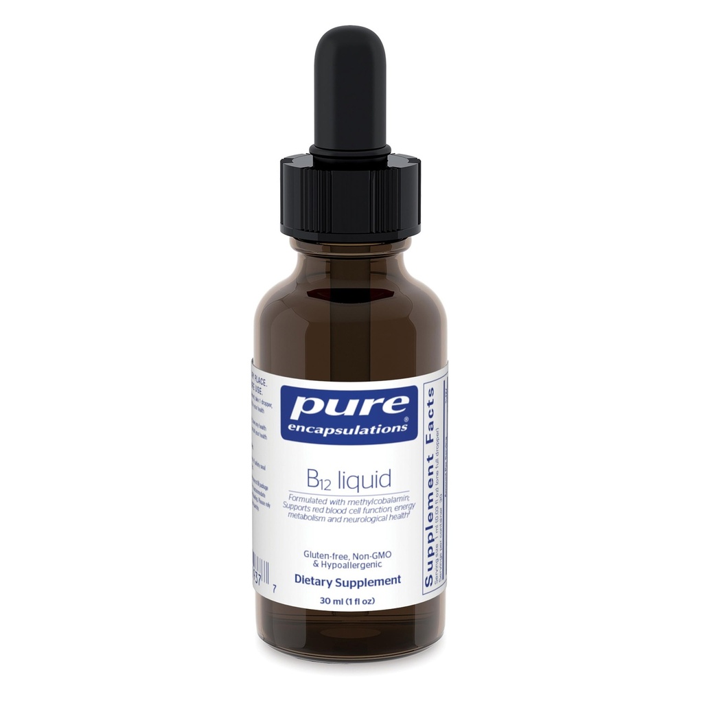 Rena inkapslingar B12 Liquid | 1000 mcg Vitamin B12 (Methylcobalamin) Tillägg för att stödja nerver, immunhälsa, energi och kognitiv funktion* | 1 mcg oz.