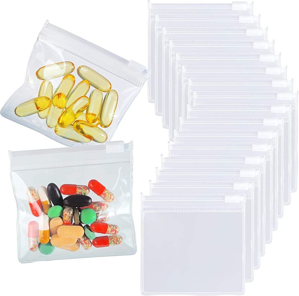 36 Packs Pill Pouch Bags BPA Free Pill Bags 12mil 3 x 2,75 tum Transparent Small Zip Återanvändbara Drug Bags Seal Zipper Pill Pouches för Travel Medicine Organizer, smycken, Small Craft Pieces