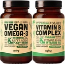 Vegan Omega 3 & Vegan Vitamin B Complex Bundle - Plant-Based DHA & EPA Fatty Acids, Essential B Vitaminer med Whole Food Blend, B1, B2, B3, B5, B6, B7, Folate