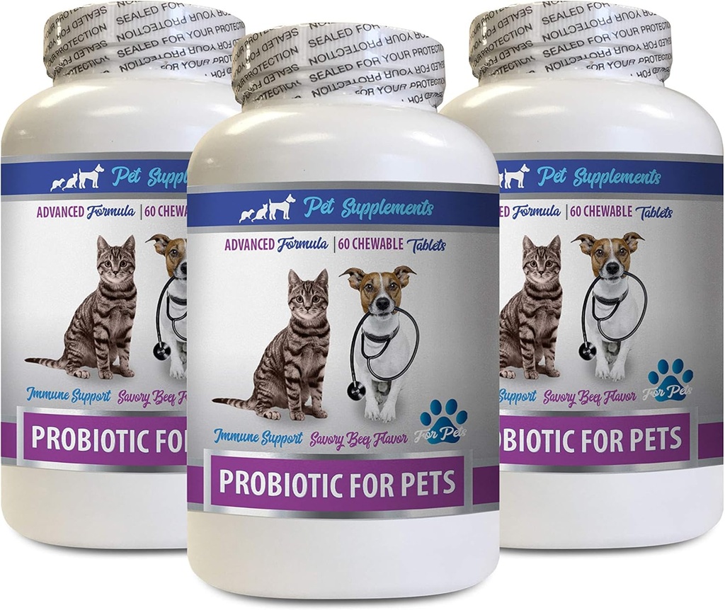 Katter Bad Breath Home Remedy - PROBIOTICS for Pets - Dogs Cats - Bad Gas and Breath Treats - Advanced Immune Boost - cat Digestive suppor - 3 Bottles (180 Treats)