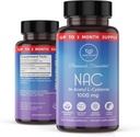 NAC Supplement N-Acetyl Cysteine 1000 mg, Amino Acid, Natural Antioxidant, Stöd för lever, Lung, Immune System, fertilitet | 120 N-Acetyl-L-Cysteine Capsule