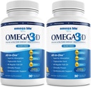 Triple Strength Pharmaceutical Grade Fish Oil 2750mg - Vitamin D3 50mcg - 1500mg EPA - 680mg DHA - Hjärta - Kolesterol - LDL - HDL - No Burps eller Heartburn - Hög koncentration - 90 portioner