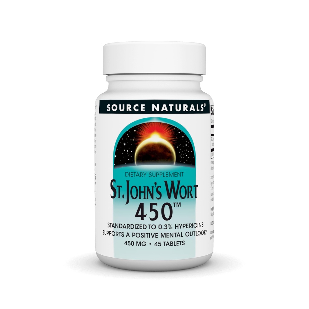 Källa Naturals St John's Wort 450 mg stöder en positiv mental Outlook - 45 tabletter