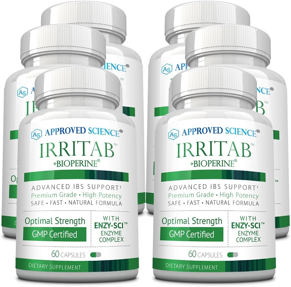 Godkänd vetenskap Irritab - Natural Digestive Enzyme Support - Totalt stöd - 6 månaders leverans