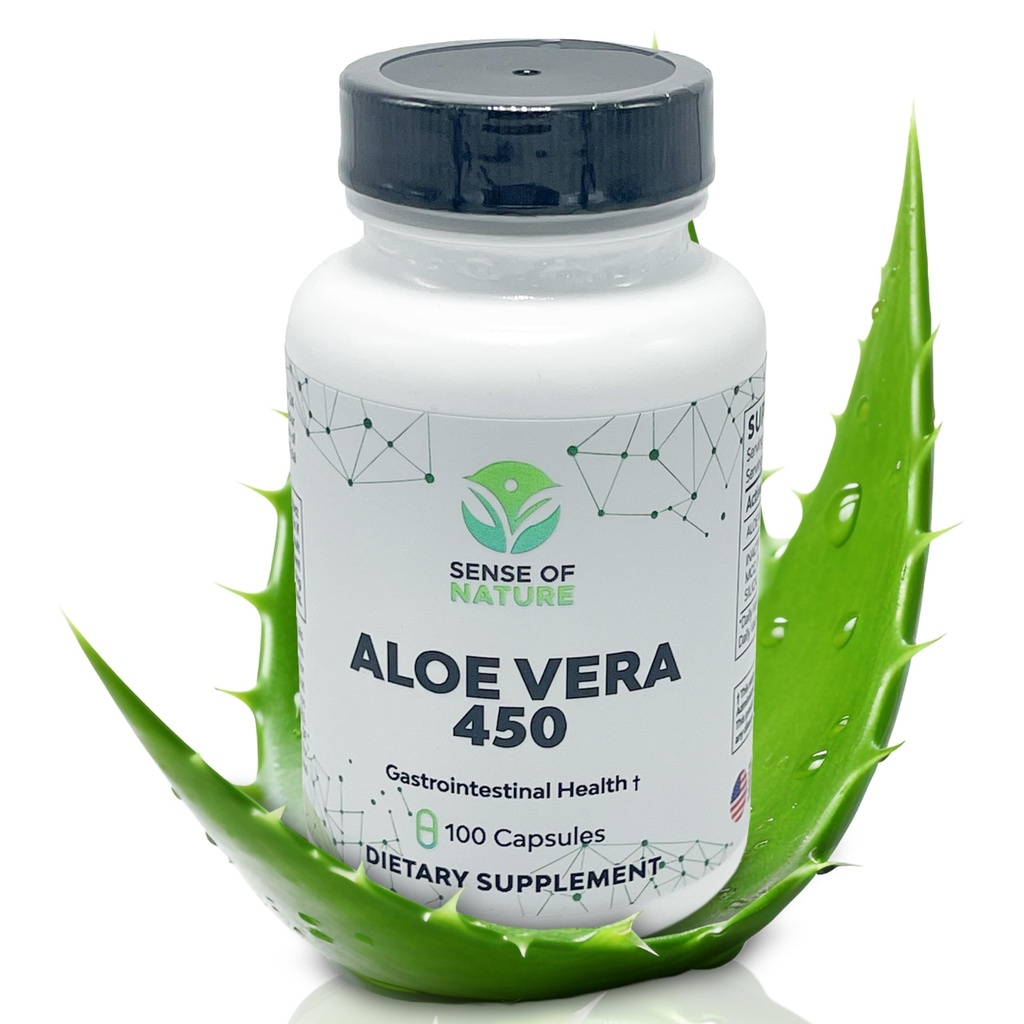 Aloe Vera 450 kapslar Organic | Icke-GMO Aloe Vera Pills | Tillverkad med USDA Organic Aloe Vera Supplements | Digestive & Joint Support Supplement
