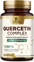 Quercetin Supplement 1000mg - Naturligt, växtbaserat stöd för immun, cellulära, andnings- och säsongsförändringar - Extra styrka Quercetin Dihydrate från Sophora Japonica - 60 Veggie Capsules