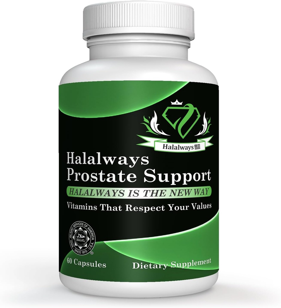 Halalways Prostate Support Certified Halal Supplement (Saw Palmetto, Plant Sterol Complex, Selenium, Pygeum africanum Bark Powder)